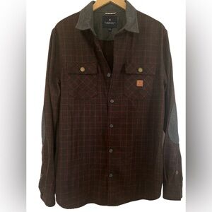 Roark Revival Red & Black Lomg Sleeve Plaid Flannel Wool Blend Size XL